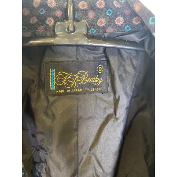 JR Bentley Japanese Velour Geometric Print Blazer Jacket Cotton Lined EUC Sz M - Picture 5 of 13